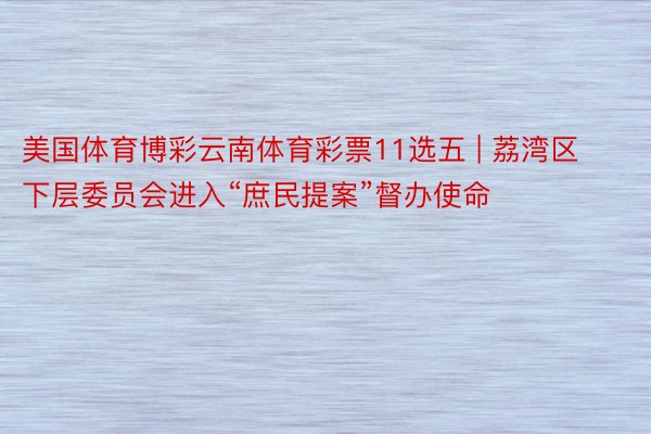 美国体育博彩云南体育彩票11选五 | 荔湾区下层委员会进入“庶民提案”督办使命