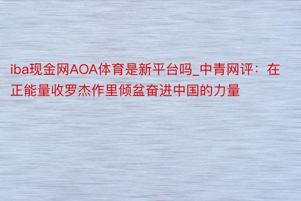 iba现金网AOA体育是新平台吗_中青网评：在正能量收罗杰作里倾盆奋进中国的力量