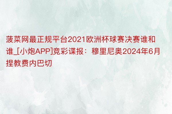 菠菜网最正规平台2021欧洲杯球赛决赛谁和谁_[小炮APP]竞彩谍报：穆里尼奥2024年6月捏教费内