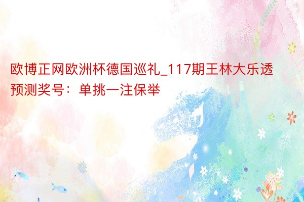 欧博正网欧洲杯德国巡礼_117期王林大乐透预测奖号：单挑一注保举